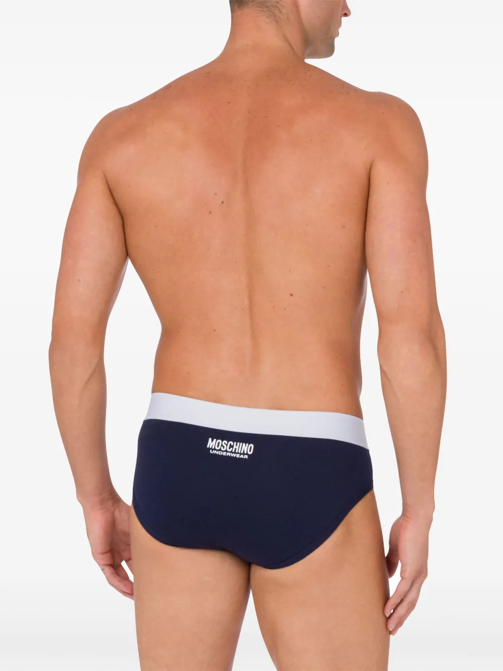 Moschino Slip met logo tailleband Blauw