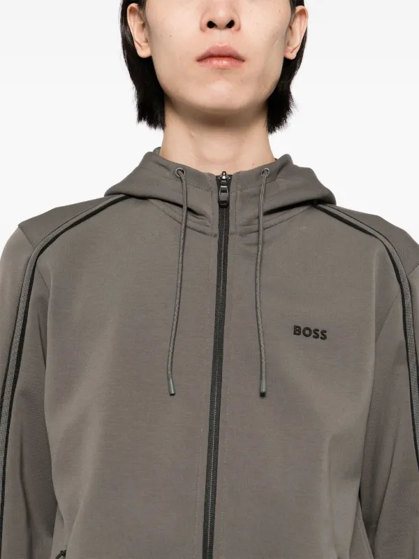 BOSS Hoodie a Fermeture Zippee Gris FARFETCH FR