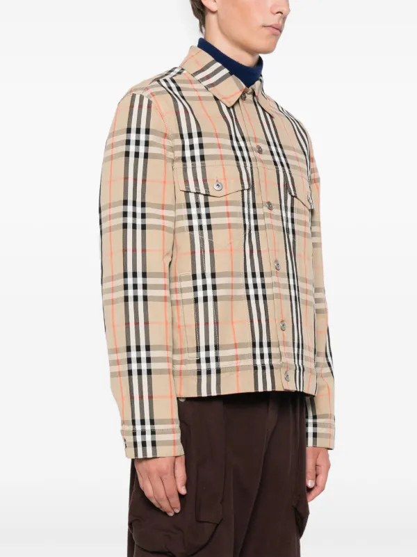 【関税＆送料込み】Burberry Checked Jacket Burberry Checked Jacket | Neutrals | FARFETCH