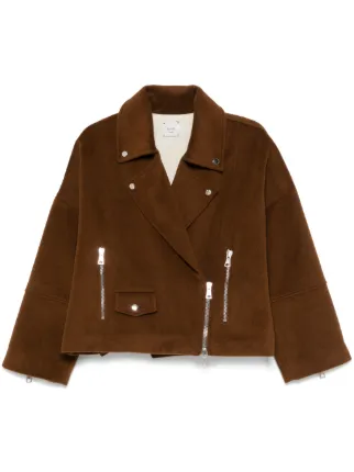 Alysi Brushed Biker Jacket | Brown | FARFETCH