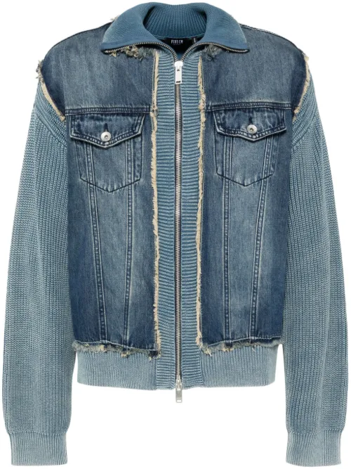 Veste en maille à effet denim - FIVE CM - Modalova