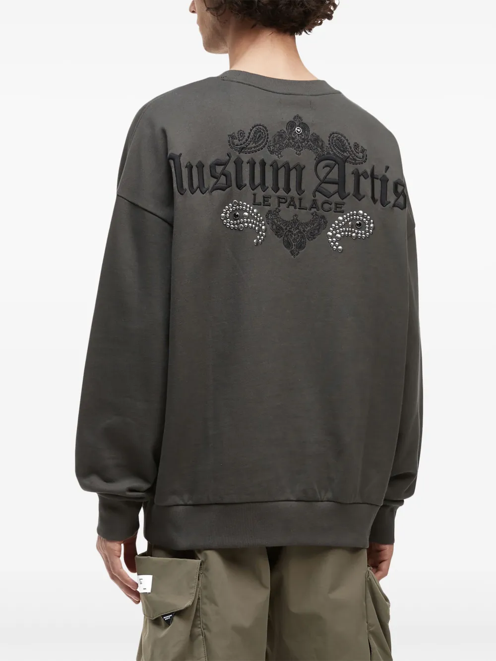 Musium Div. Sweater met logoprint Grijs