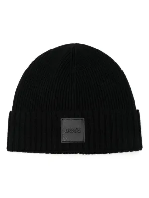 Giorgio Armani logo-patch cashmere-knit Beanie | Black | FARFETCH AO