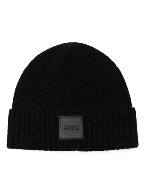 BOSS logo-patch beanie hat