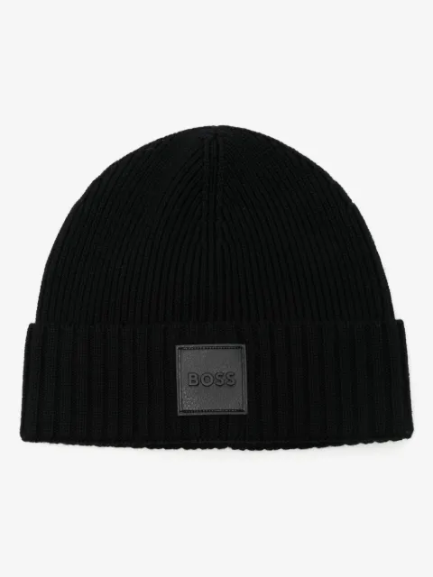 BOSS logo-patch beanie hat