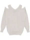 D.Exterior cold-shoulder sweater - Neutrals