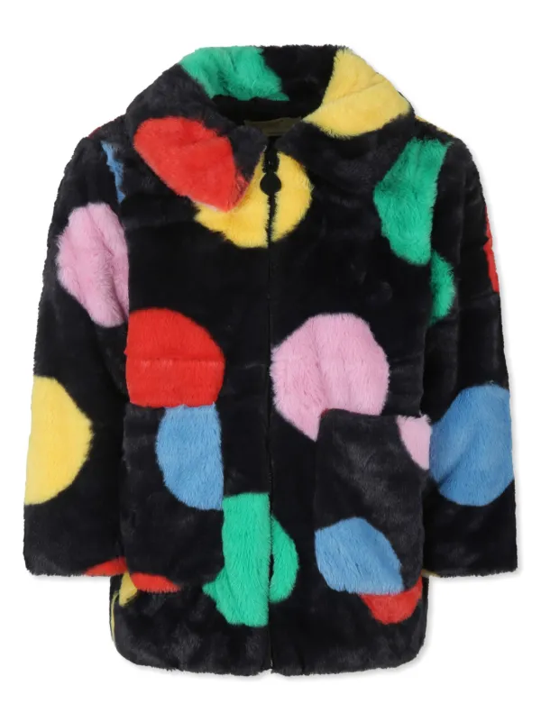 Polka dot faux fur coat shop