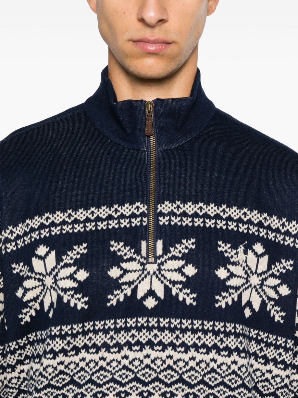 Shop Polo Ralph Lauren Patterned-jacquard Sweater In Blue