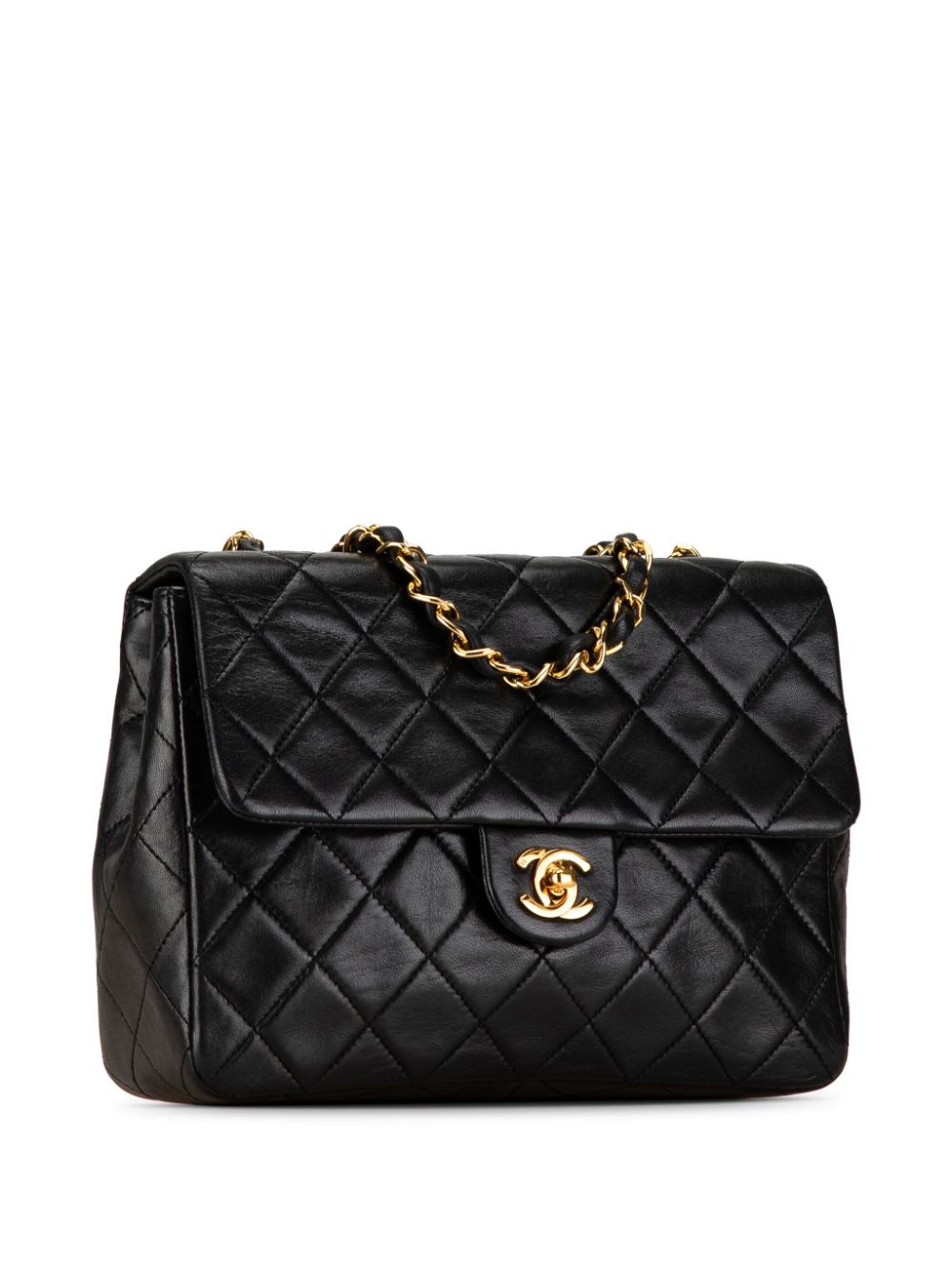 Cheap HOT SALE CHANEL 1989-1991 Mini Square Classic Lambskin Single Flap crossbody bag Women