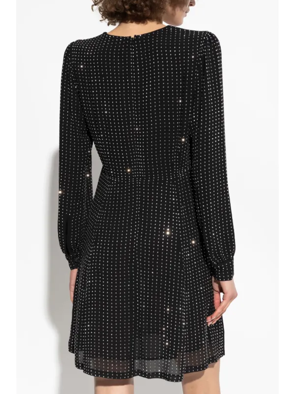 ワンピース Michael Kors Woman Dress Black MS482CM8BB 001 Metallic Crinkled Georgette Belted Kaftan Dress | Michael