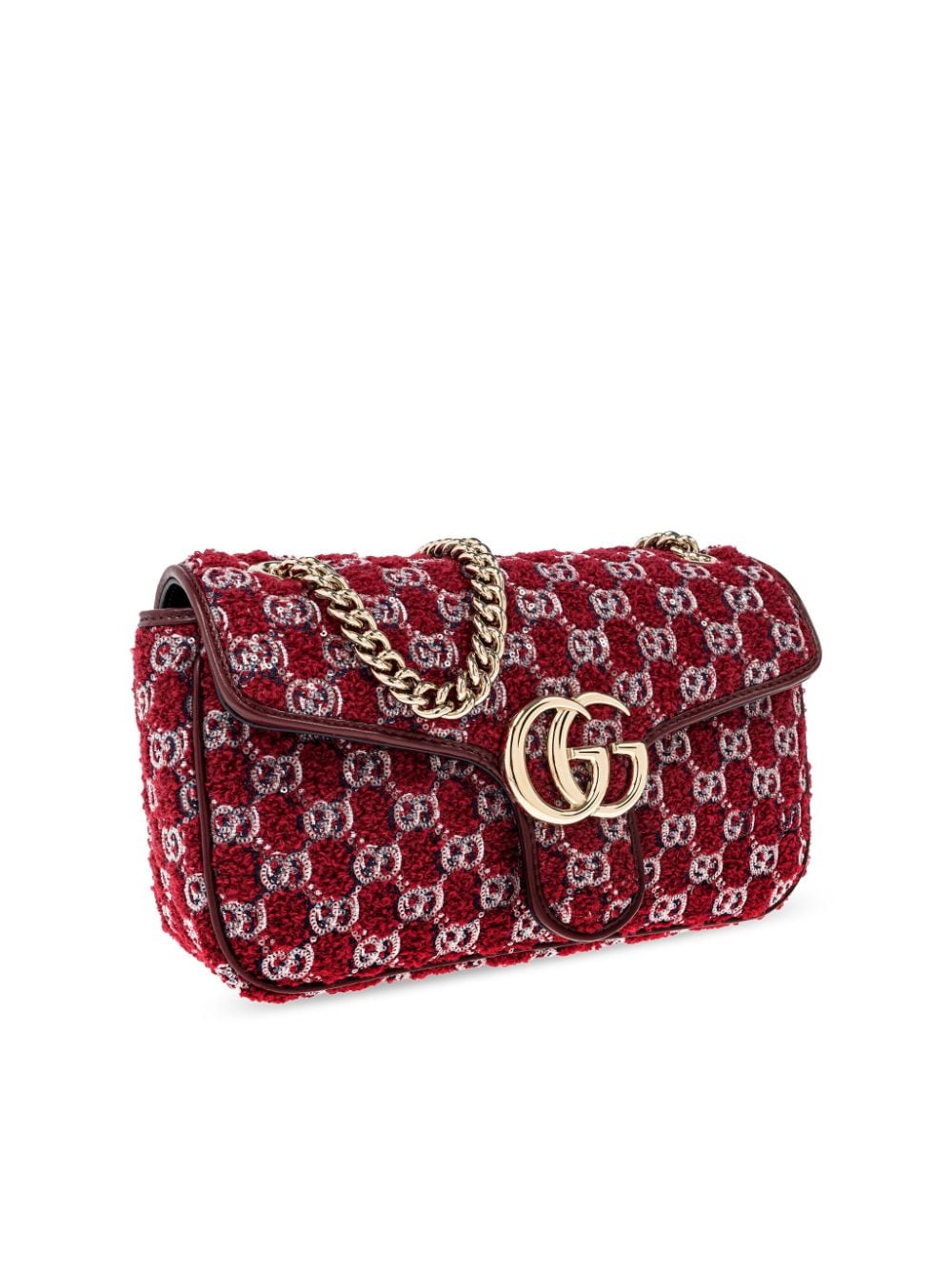 Shop Gucci Small Gg Marmont Shoulder Bag In Red