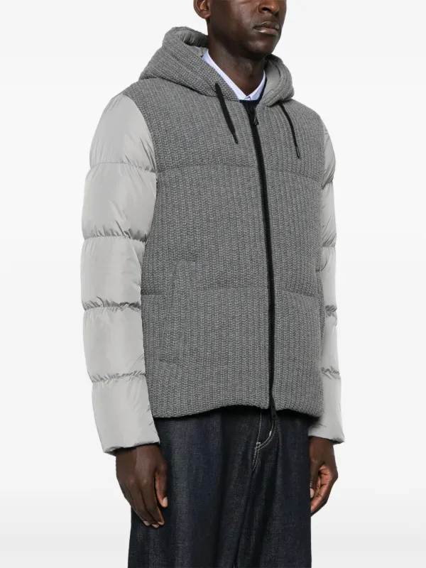 DESIGN Funnel Neck Puffer Jacket outlet With Quilted Panel in Gray