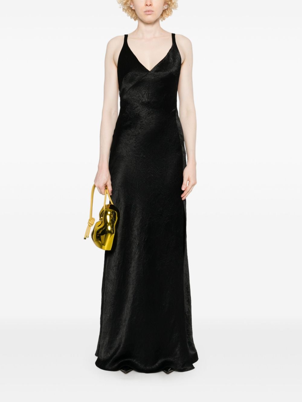 Shop Alexander Mcqueen Crinkled-finish Maxi Dress In Black