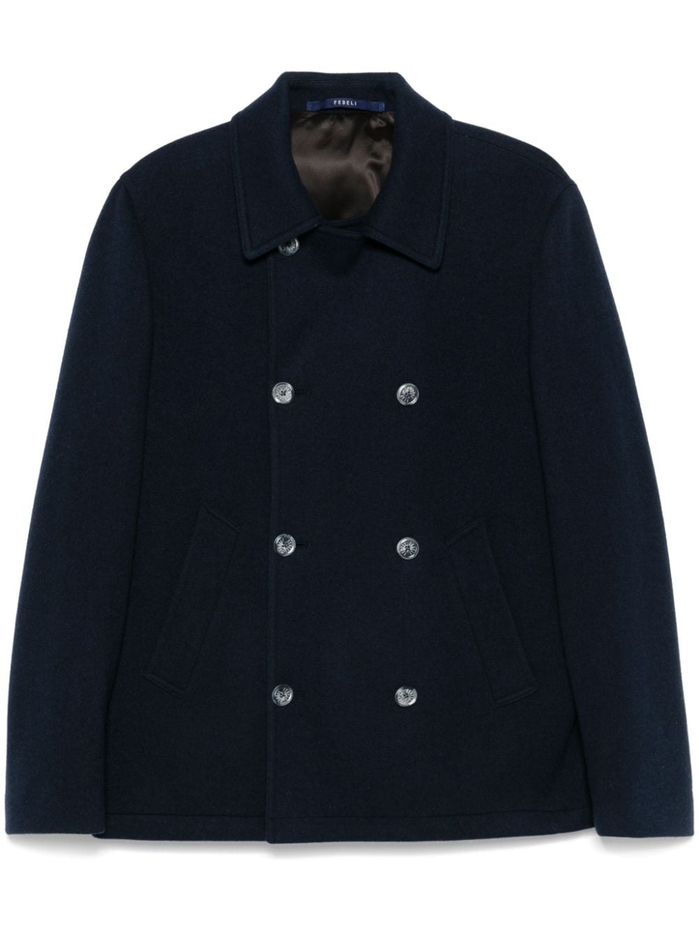 Fedeli Double-breasted Peacoat In Blue