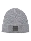 BOSS logo-patch beanie hat - Grey