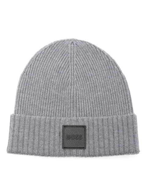 BOSS logo-patch beanie hat