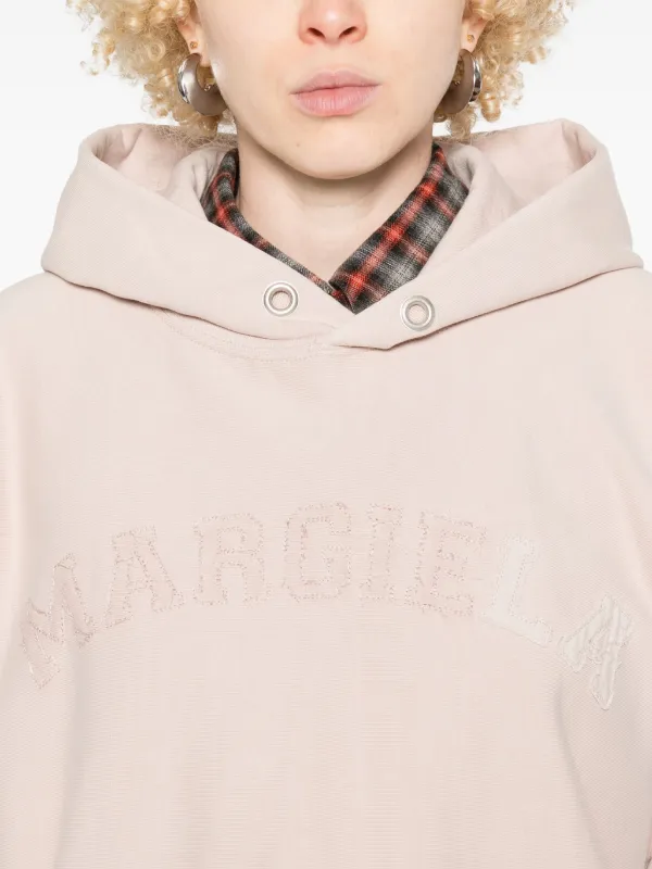 Maison Margiela Logo Cotton Hoodie | Neutrals | FARFETCH GE