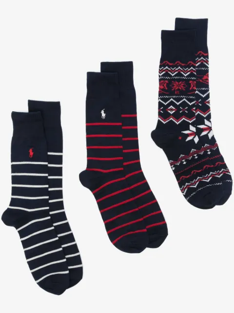 Polo Ralph Lauren fair Isle and striped socks (pack of three)