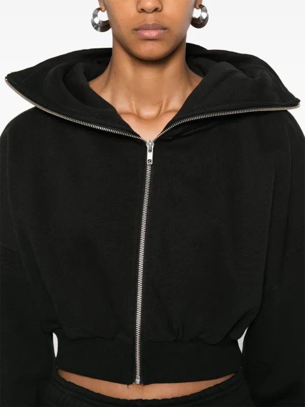 ENTIRE STUDIOS Cropped zip up Hoodie Black FARFETCH TR