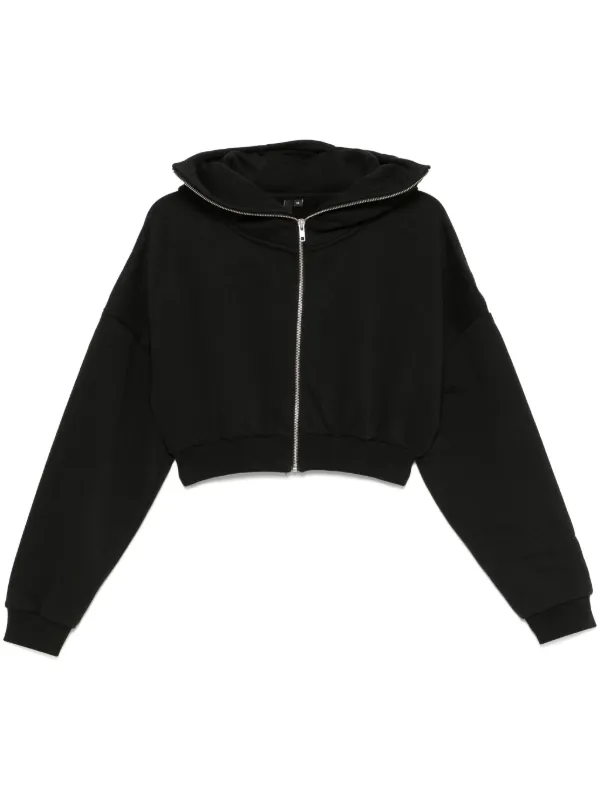 ENTIRE STUDIOS Cropped zip up Hoodie Black FARFETCH TR