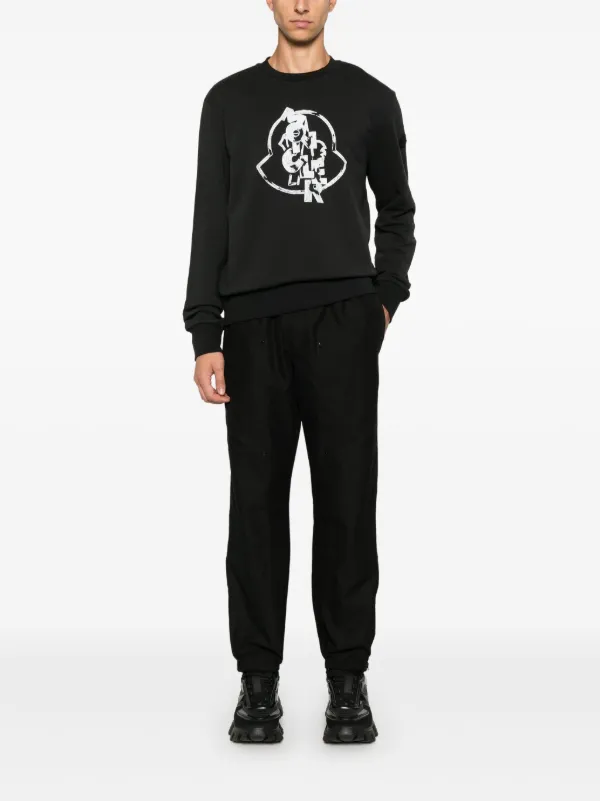 Moncler embroidered-logo Trousers | Black | FARFETCH