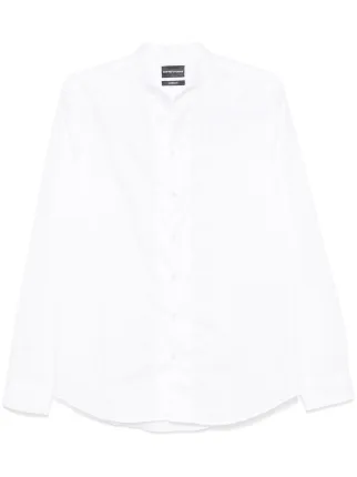 Emporio Armani バンドカラー シャツ | ホワイト | FARFETCH JP Emporio Armani バンドカラー シャツ | ホワイト | FARFETCH JP