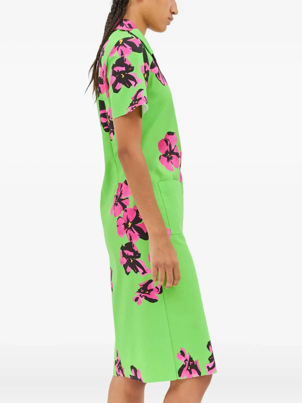 Miu floral-print button-front dress Groen