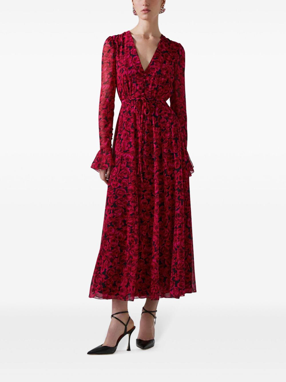 Carolina Herrera Georgette midi-jurk - Rood