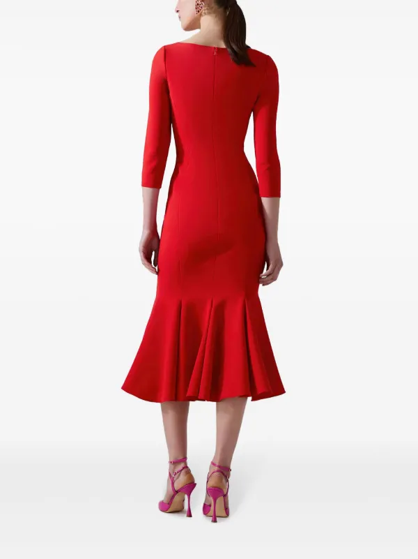 Carolina Herrera Trumpet Midi Dress Red FARFETCH JO