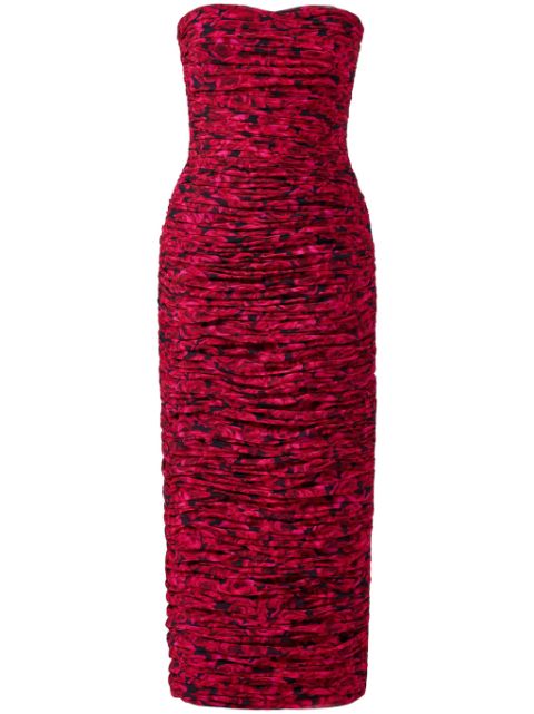 Carolina Herrera rose-print strapless dress Women