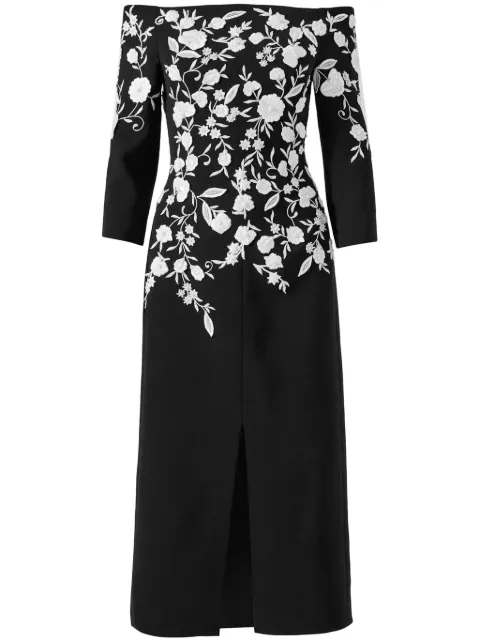 Carolina Herrera فستان ميدي مطرز بزهور