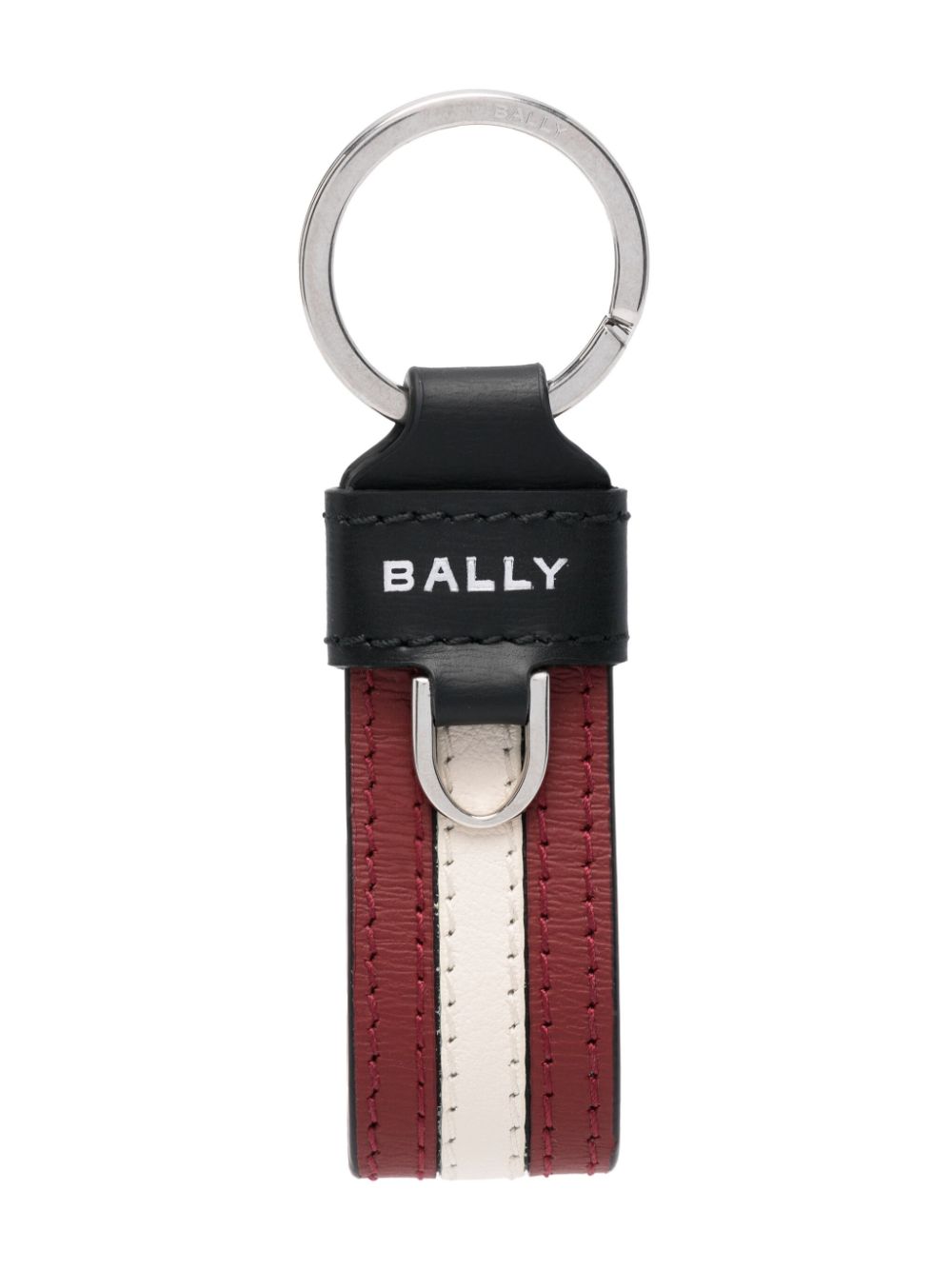 BALLY LOGO-PRINT LEATHER KEYRING 