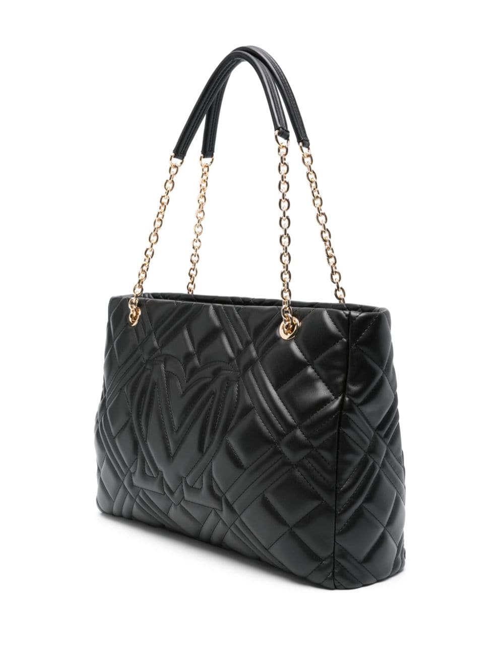 Shop Love Moschino Quilted Shoulder Bag In Black