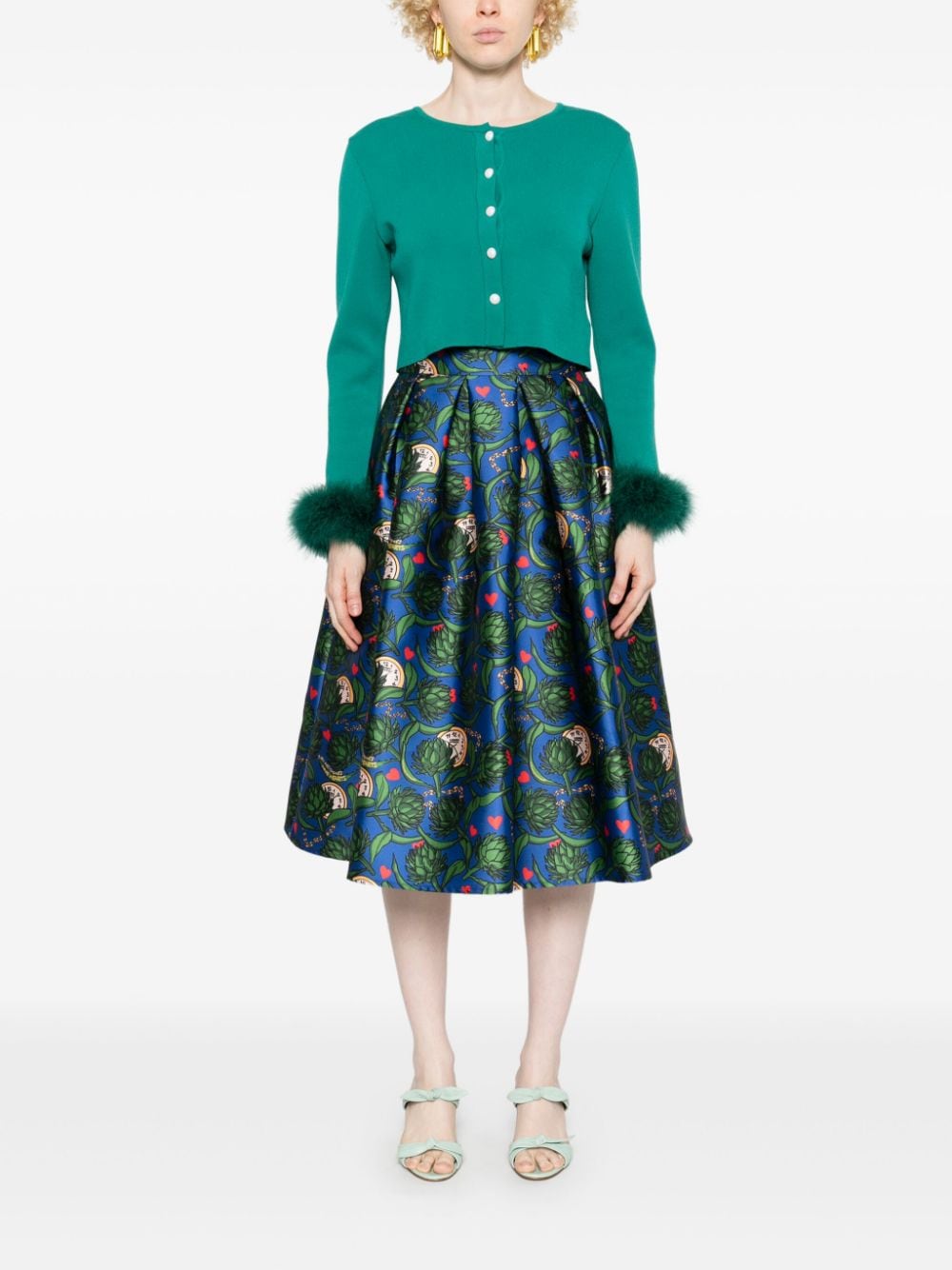 Alessandro enriquez artichokes-print midi skirt - Blauw