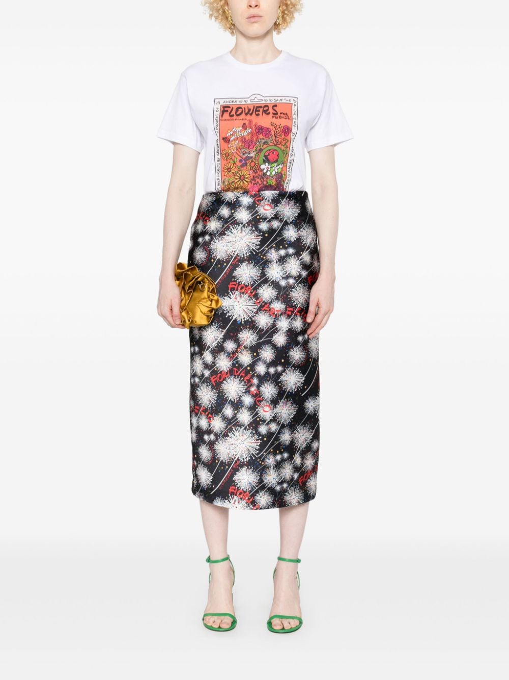 alessandro enriquez T-shirt met bloemenprint - Wit