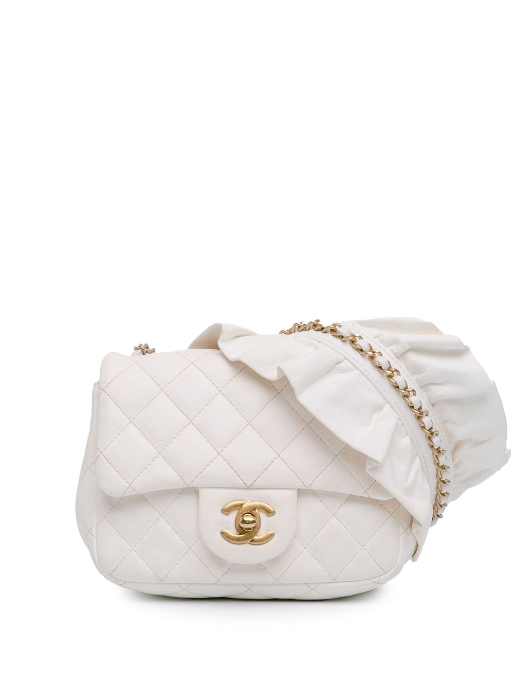 CHANEL Pre Owned 2020 Mini Square Romance Single Flap Umhangetasche Aus Lammleder WeiB FARFETCH DE