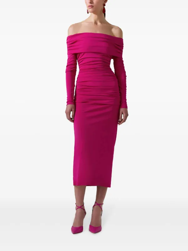 Carolina Herrera ruched-detailing Midi Dress Pink FARFETCH TH
