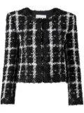 Carolina Herrera collarless checked tweed jacket - Black