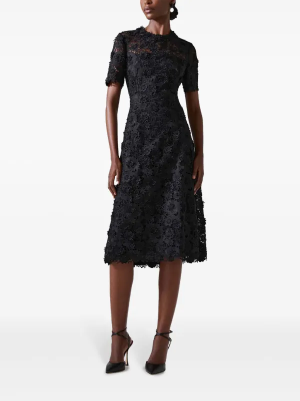 Carolina Herrera Floral lace-detailing Midi Dress Black