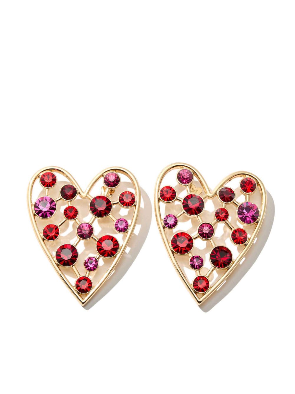 CAROLINA HERRERA CRYSTAL HEART STUD EARRINGS 