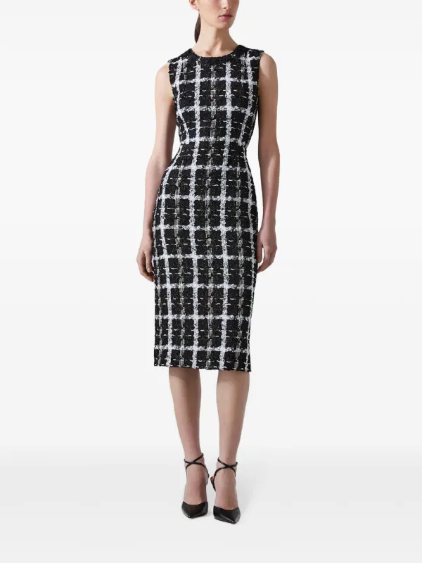 国内発| CAROLINA HERRERA Houndstooth ツイード ミディドレス 国内発| CAROLINA HERRERA Houndstooth ツイード ミディドレス