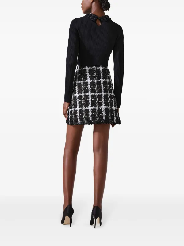 【I AM MARI】[Planning] Keyring Tweed H-Line Mini Skirt Carolina Herrera Tweed A-line Mini Skirt | Black | FARFETCH