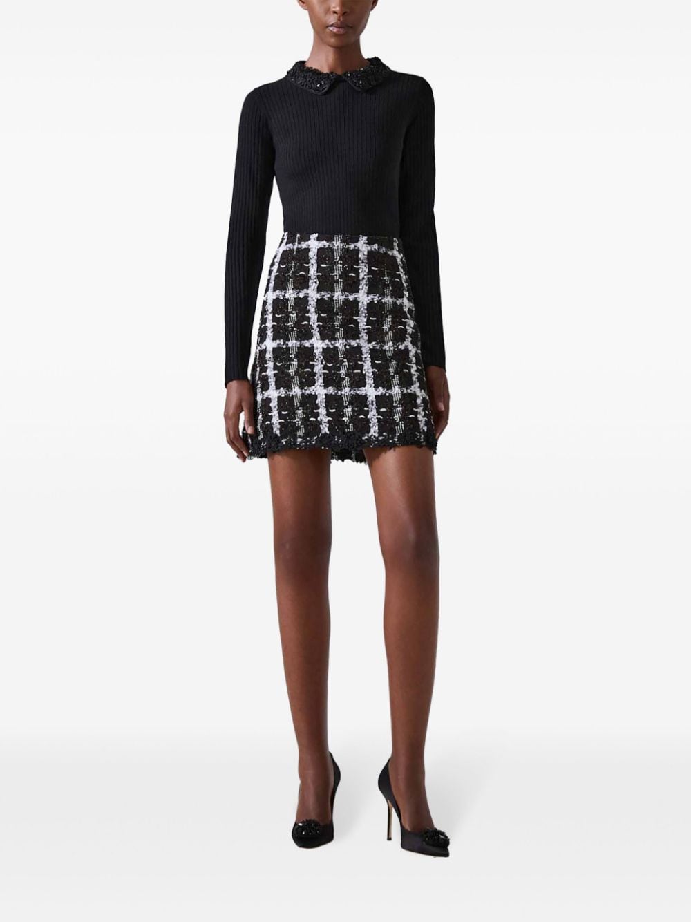 CAROLINA HERRERA TWEED A-LINE MINI SKIRT 