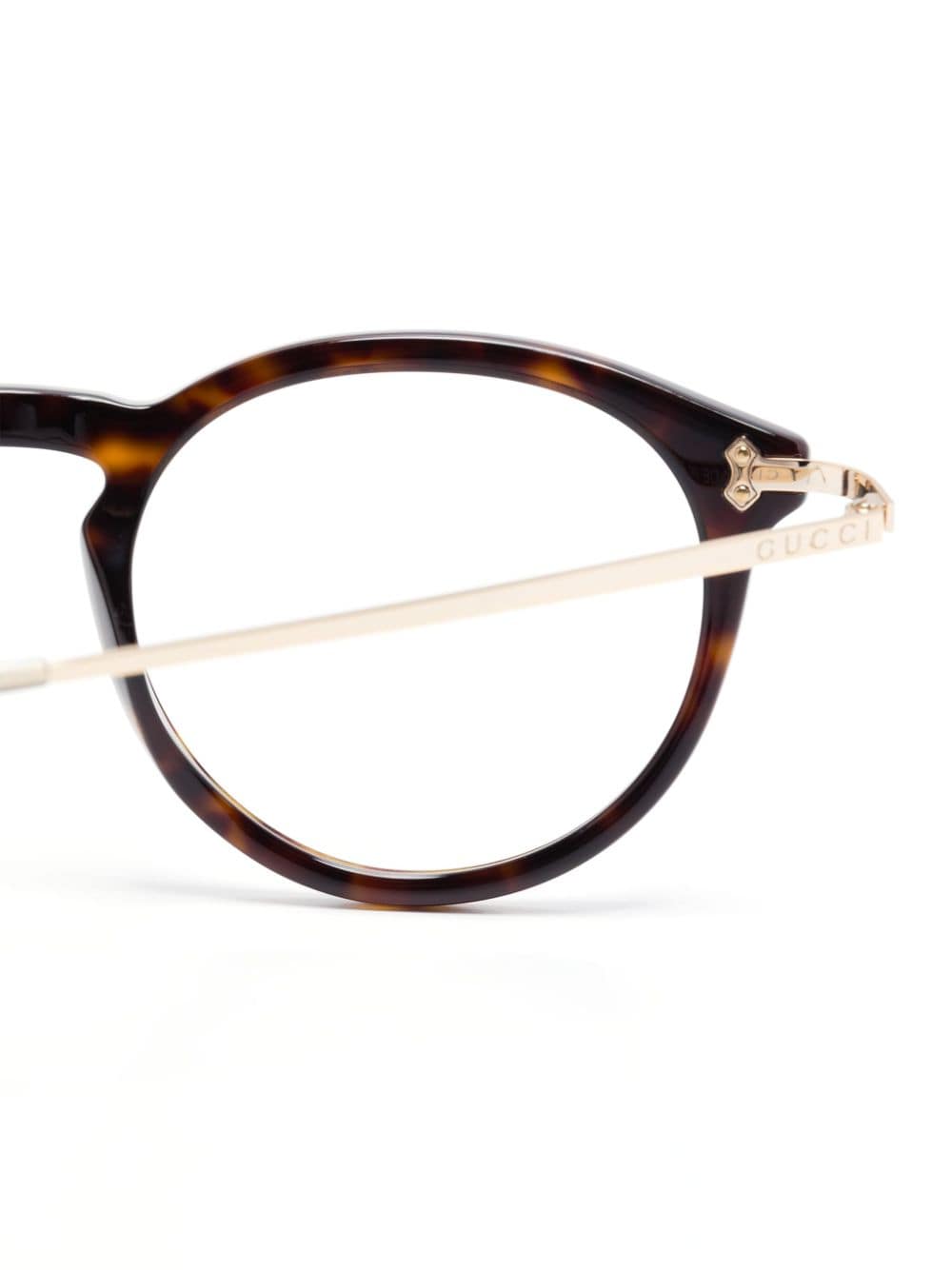 Shop Gucci Tortoiseshell-effect Glasses In 褐色