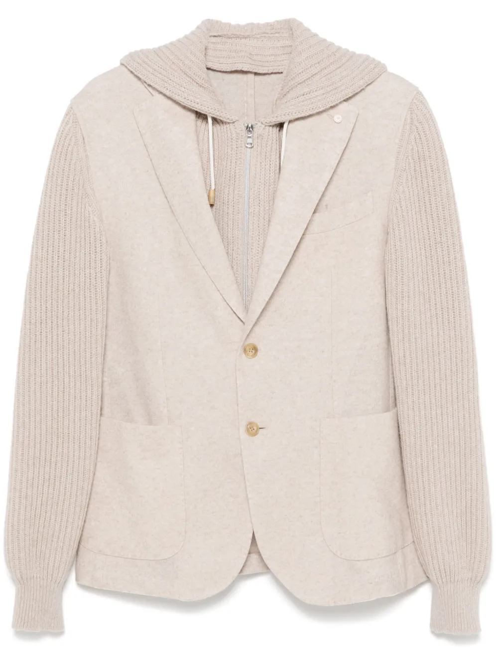 LUIGI BIANCHI MANTOVA Blazer met capuchon Beige