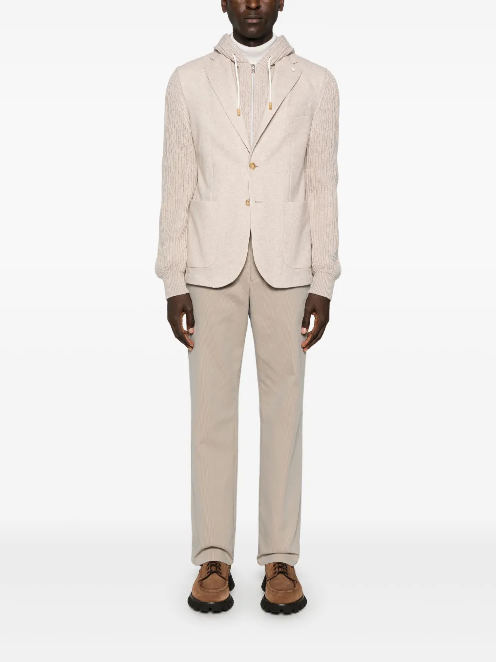 LUIGI BIANCHI MANTOVA Blazer met capuchon - Beige