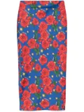 alessandro enriquez mix-print midi skirt - Blue
