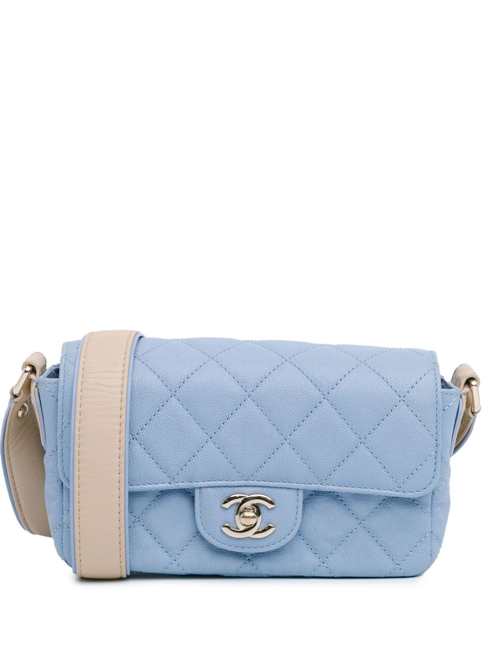 CHANEL Pre Owned 2020 CC Quilted Caviar Single Flap Crossbody Bag Blue FARFETCH IE