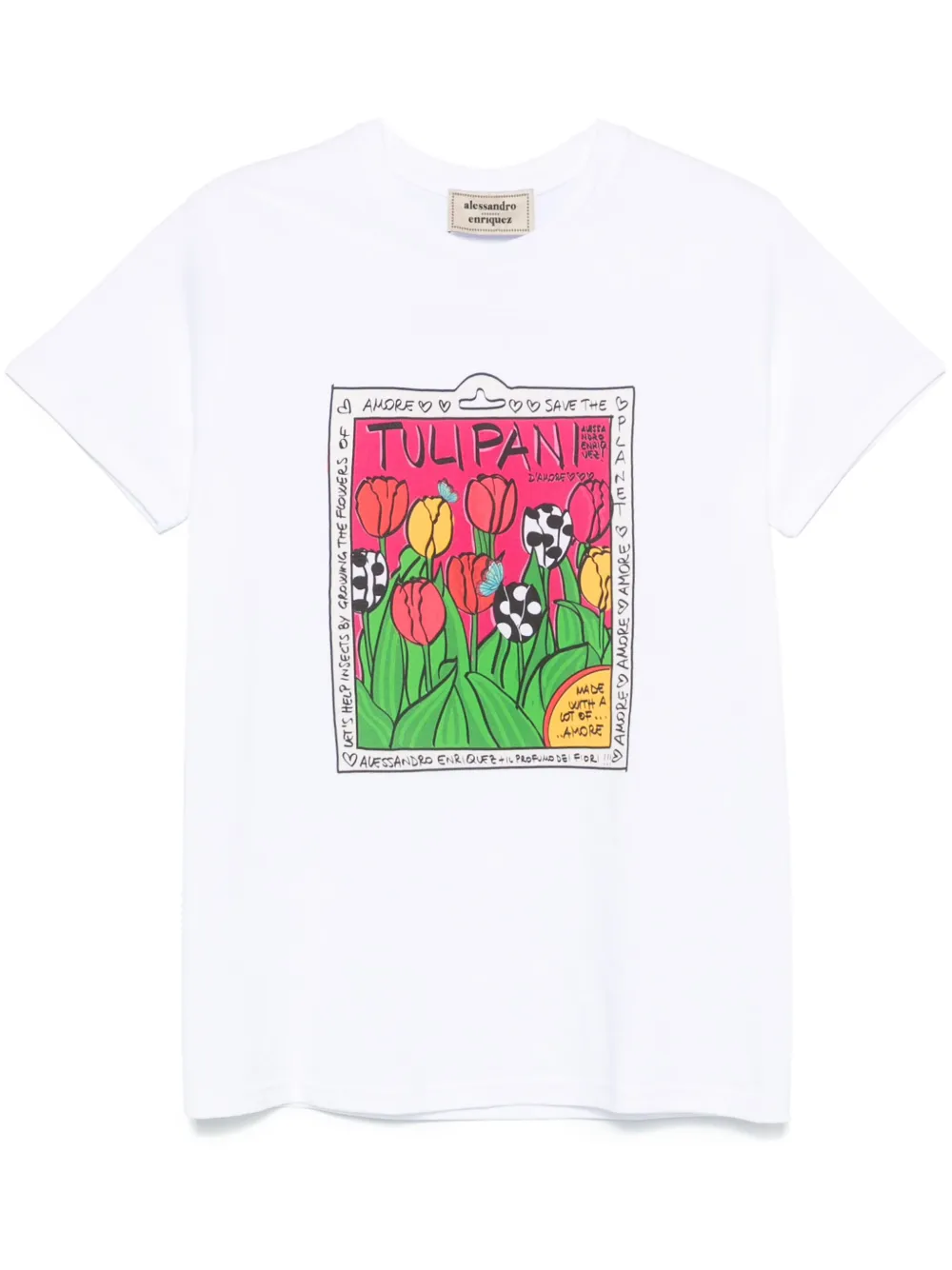 Alessandro enriquez T-shirt met bloemenprint Wit