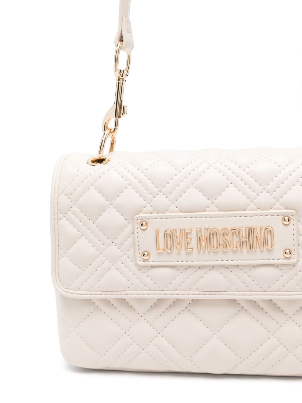 Shop Love Moschino Matelassé Shoulder Bag In Nude